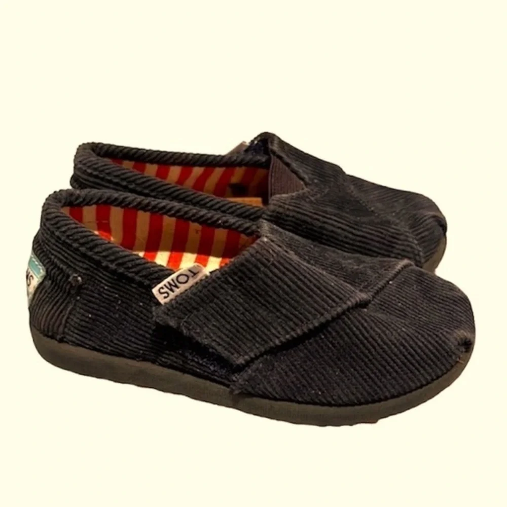Toms Tiny Alpargata Navy Blue Corduroy Baby Toddler Shoes Size T6